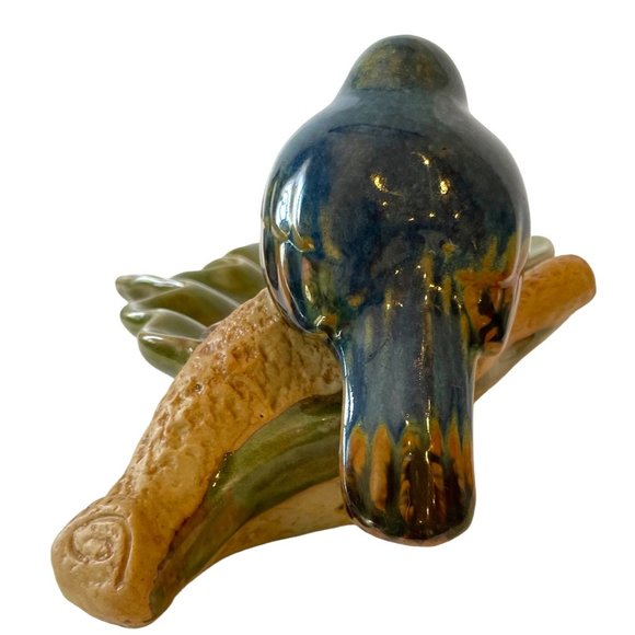 Ceramic Drip-Glazed Blue Bird Leaf Serving Dish, Candy Nut Tray Sculpture-ZQQQC - Picture 16 of 16